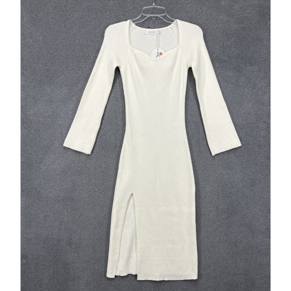 Anrabess Dress Womens Small White Long Sleeve Sweater stretch